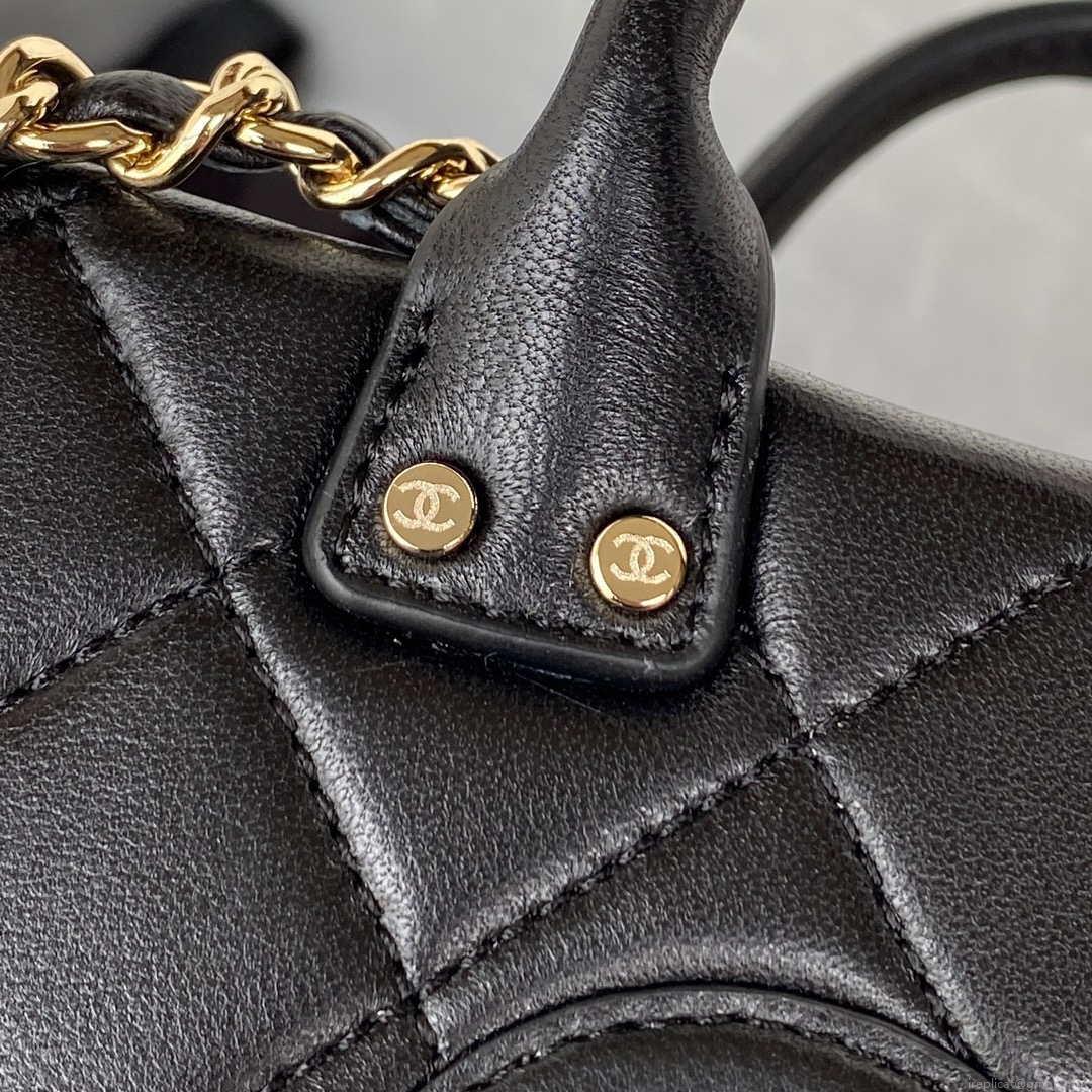 Chanel AS3344 Small Vanity Case Calfskin & Gold-Tone Metal Black