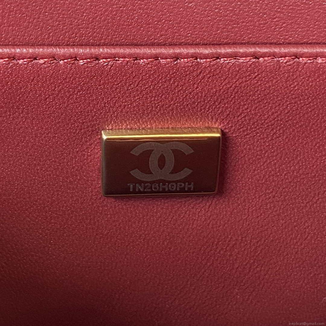 Chanel AS3344 Small Vanity Case Calfskin & Gold-Tone Metal Wine Red