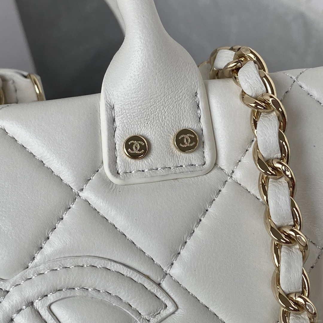 Chanel AS3344 Small Vanity Case Calfskin & Gold-Tone Metal White