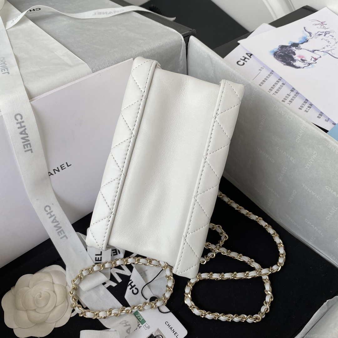 Chanel AS3344 Small Vanity Case Calfskin & Gold-Tone Metal White
