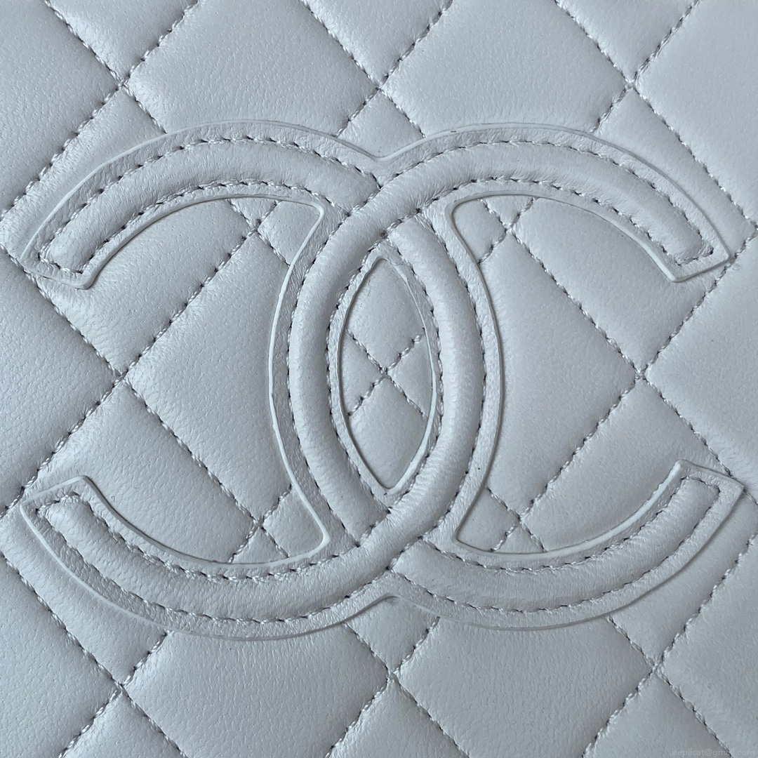 Chanel AS3345 Vanity Case Calfskin & Gold-Tone Metal White