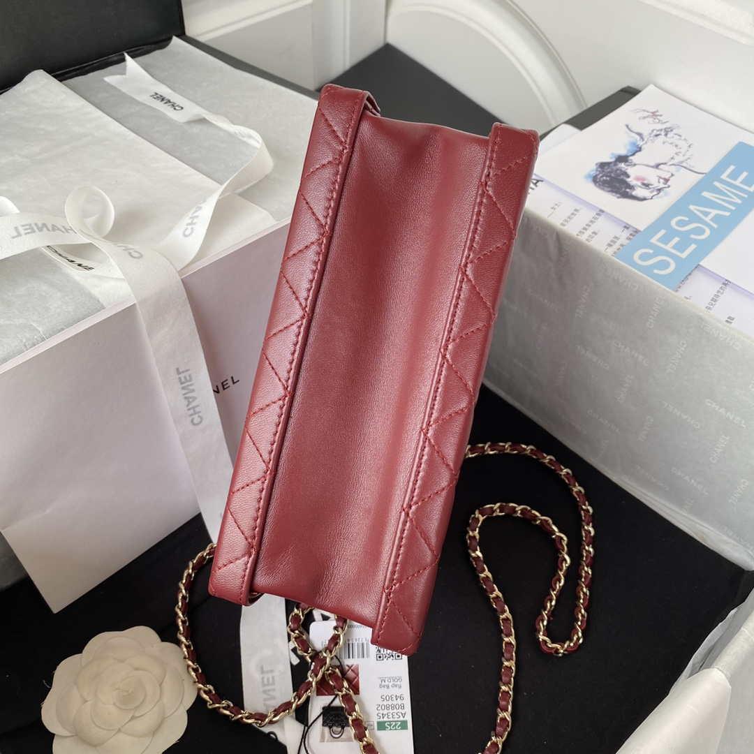 Chanel AS3345 Vanity Case Calfskin & Gold-Tone Metal Wine Red