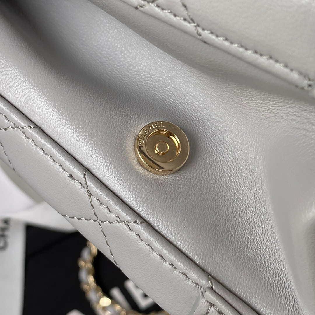 Chanel AS3345 Vanity Case Calfskin & Gold-Tone Metal Gray