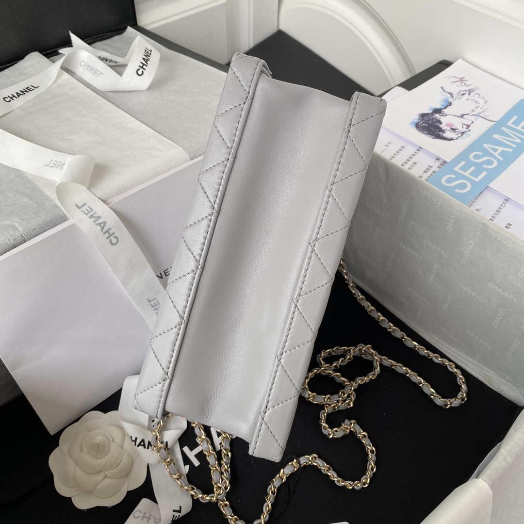Chanel AS3345 Vanity Case Calfskin & Gold-Tone Metal Gray