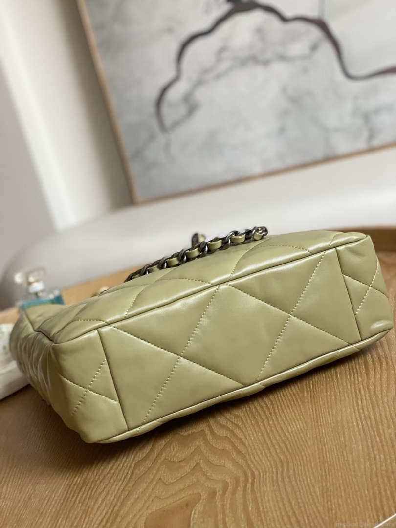 Chanel AS3519 CHANEL19 Shopping Bag Shiny Lambskin Light Yellow