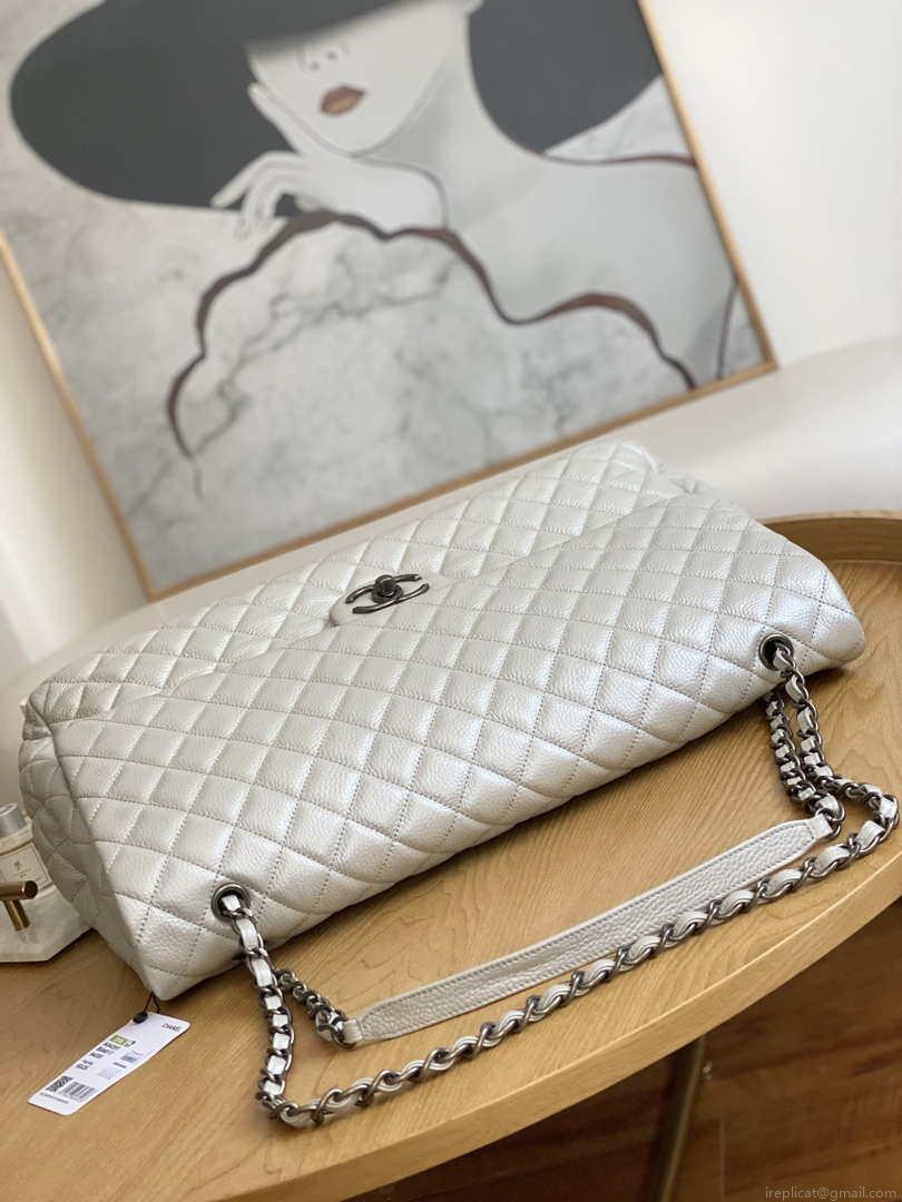 Chanel A91169 Flap Travel Bag Airport Series A94305 caviar calfskin Silver White