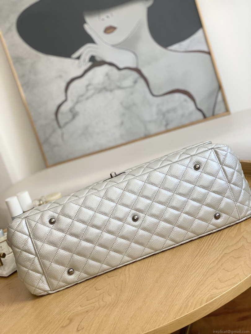 Chanel A91169 Flap Travel Bag Airport Series A94305 caviar calfskin Silver White