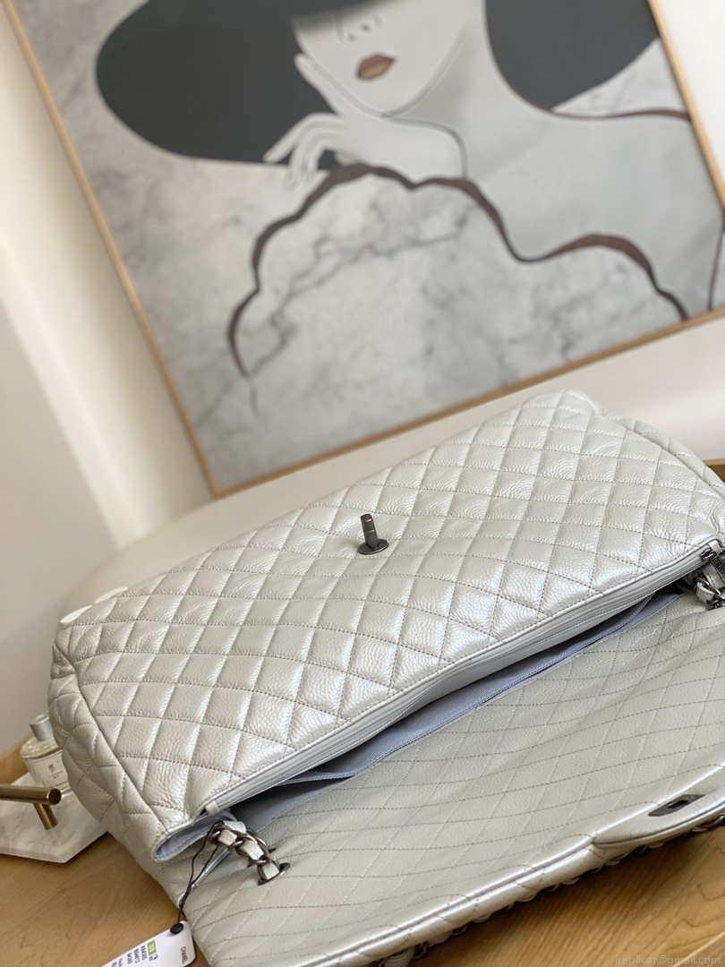 Chanel A91169 Flap Travel Bag Airport Series A94305 caviar calfskin Silver White