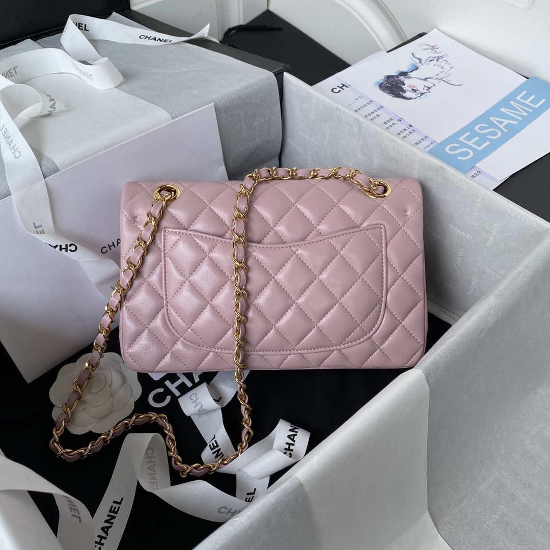 Chanel A01113 Flap Handbag Classic Bag Lambskin Light Pink Gold