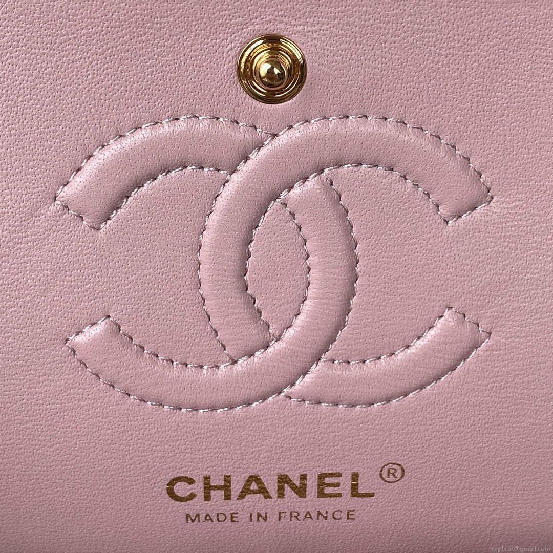 Chanel A01113 Flap Handbag Classic Bag Lambskin Light Pink Gold