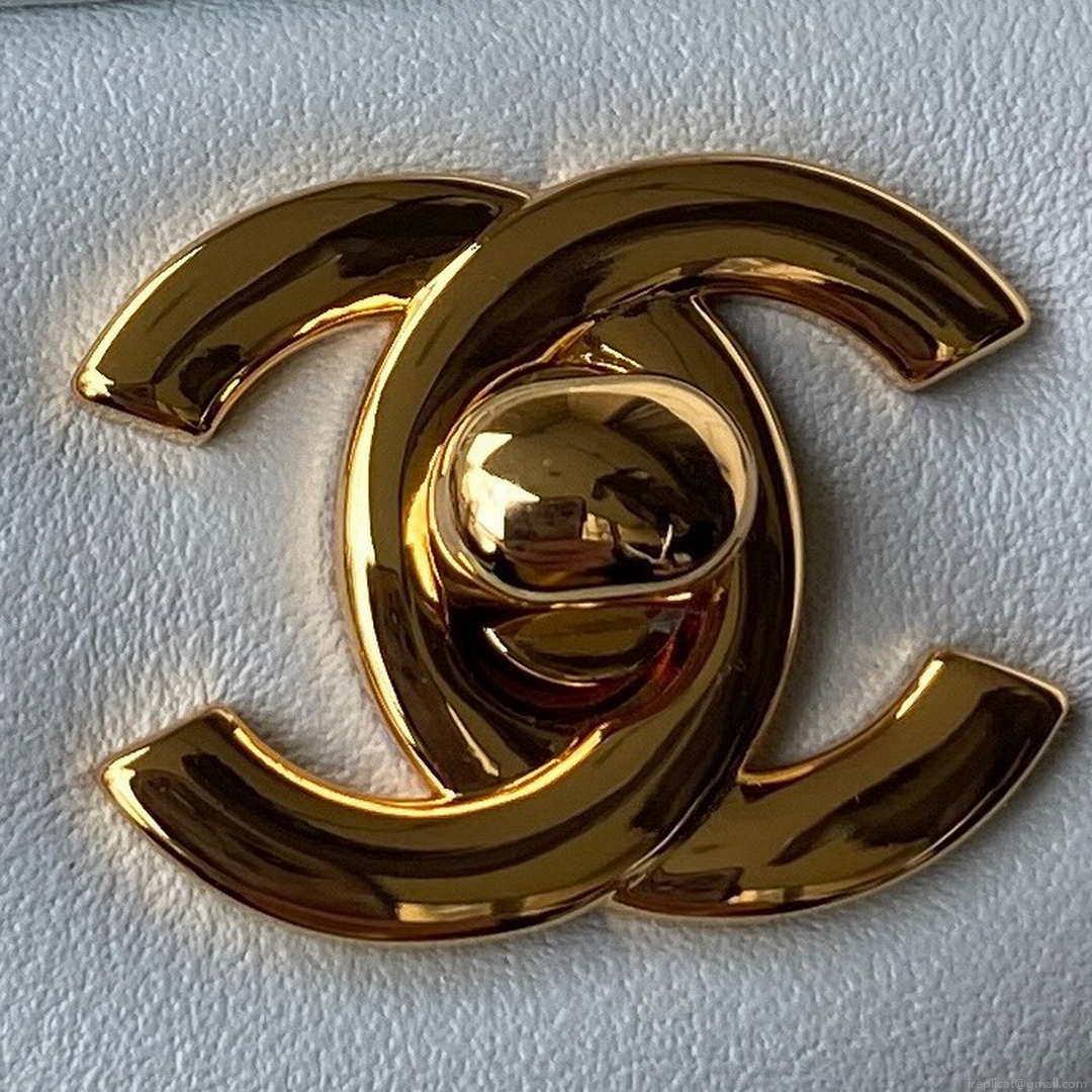 Chanel A01113 Flap Handbag Classic Bag Lambskin Light Blue Gold