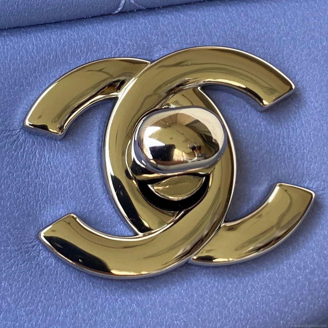 Chanel A01113 Flap Handbag Classic Bag Lambskin Purple Silver