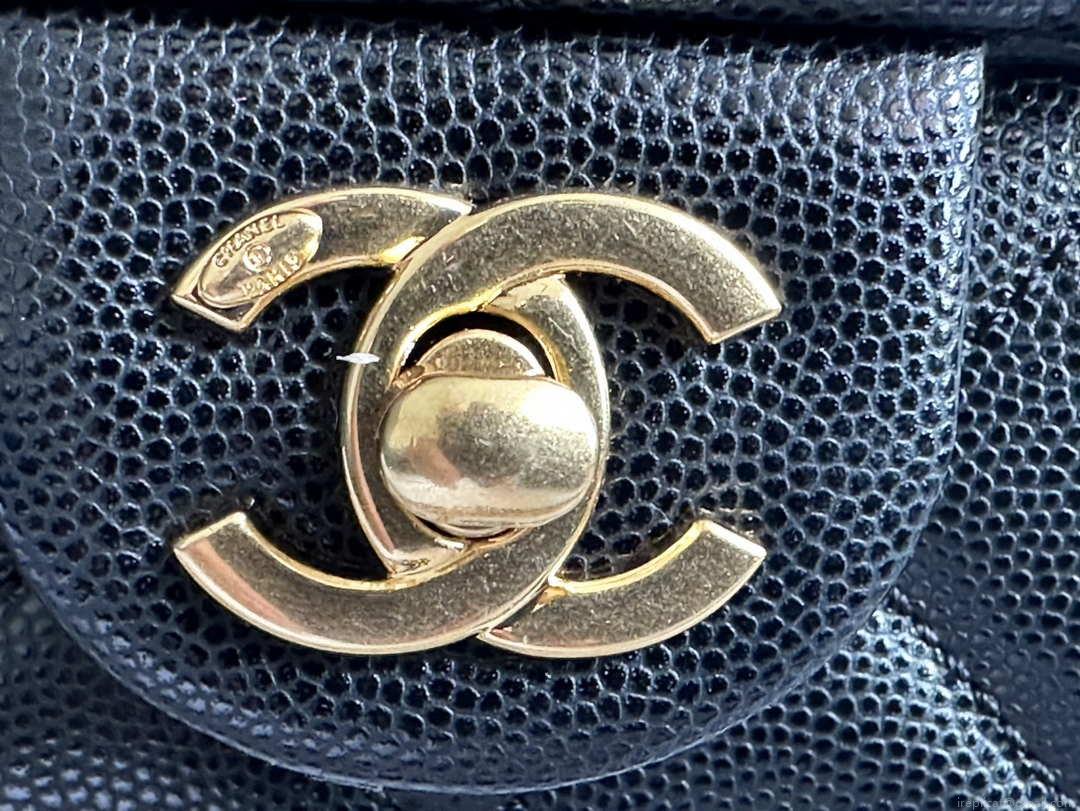 Chanel AS3757 Mini Flap Bag Grained Calfskin & Gold-Tone Metal Black