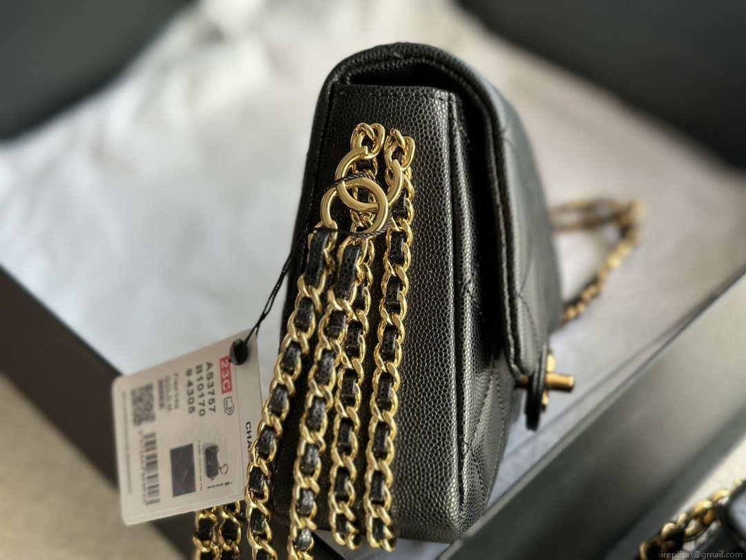 Chanel AS3757 Mini Flap Bag Grained Calfskin & Gold-Tone Metal Black
