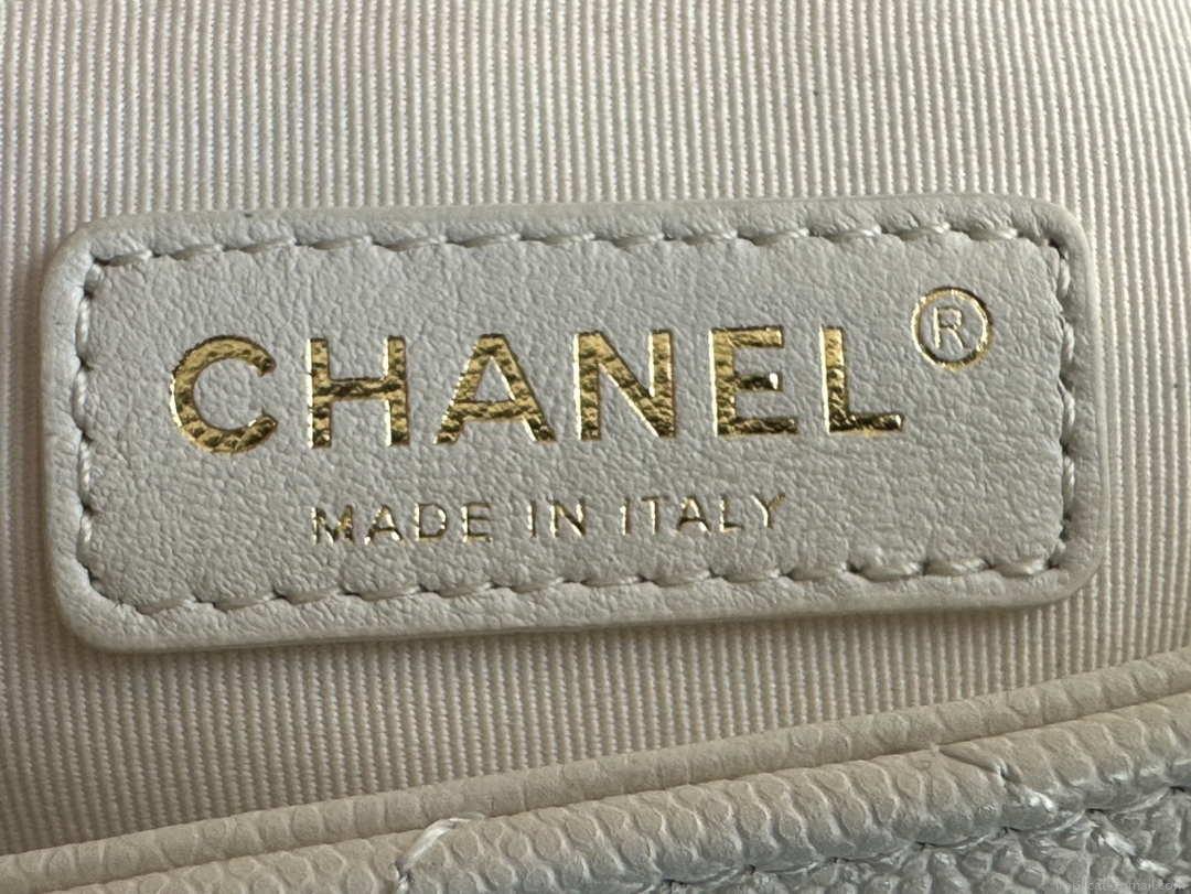 Chanel AS3757 Mini Flap Bag Grained Calfskin & Gold-Tone Metal White