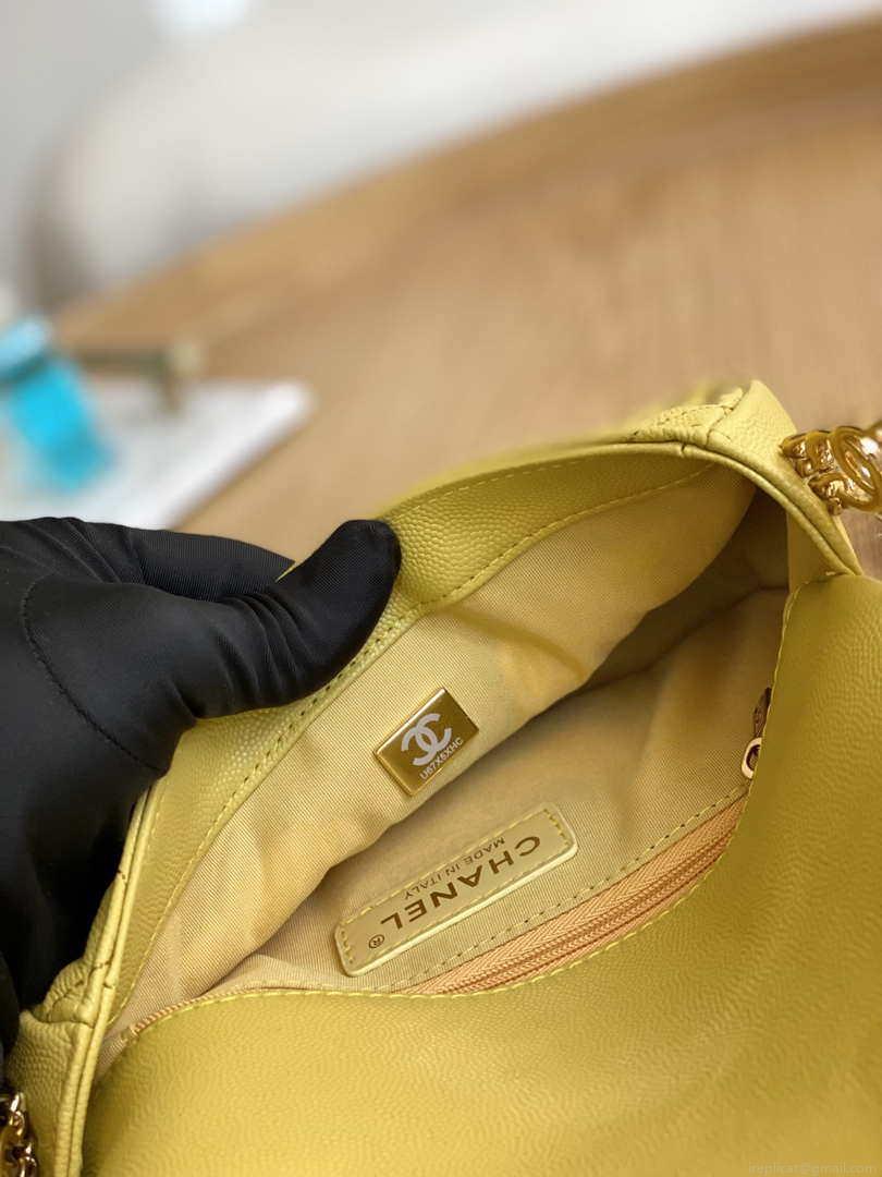Chanel AS3757 Mini Flap Bag Grained Calfskin & Gold-Tone Metal Yellow