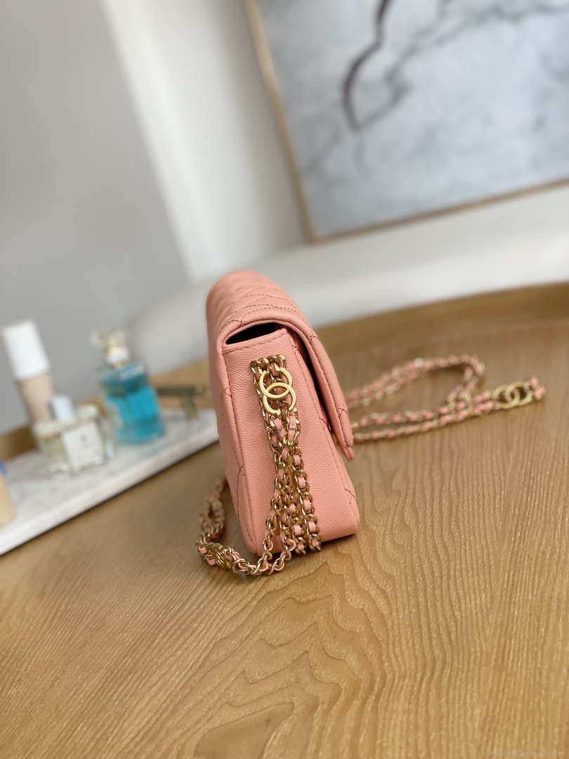 Chanel AS3757 Mini Flap Bag Grained Calfskin & Gold-Tone Metal Pink