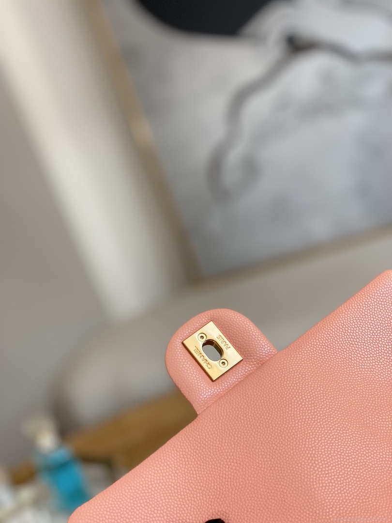Chanel AS3757 Mini Flap Bag Grained Calfskin & Gold-Tone Metal Pink