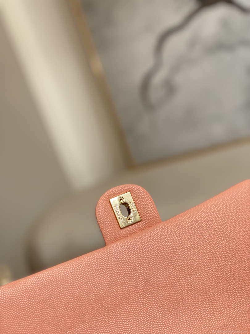 Chanel AS3777 Flap Bag Grained Calfskin & Gold-Tone Metal Pink