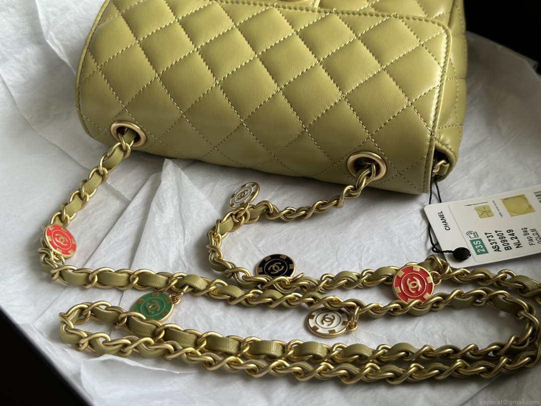 Chanel AS3737 Mini Flap Bag Lambskin Enamel & Gold-Tone Metal Yellow
