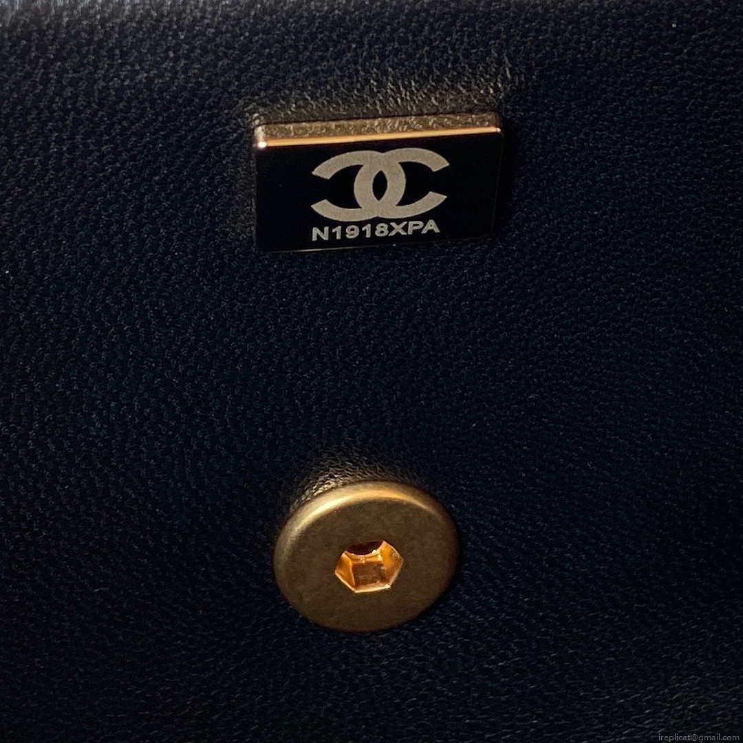 Chanel AS3432 Small Flap Bag Velvet Enamel & Gold-Tone Metal Black