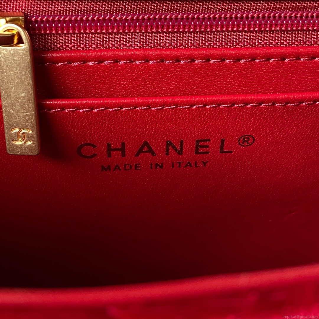 Chanel AS3432 Small Flap Bag Velvet Enamel & Gold-Tone Metal Wine Red