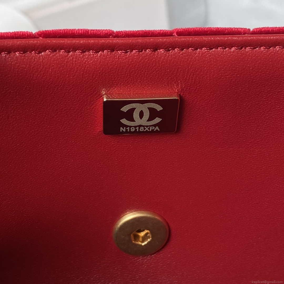Chanel AS3432 Small Flap Bag Velvet Enamel & Gold-Tone Metal Wine Red