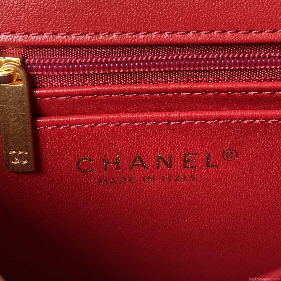 Chanel AS3442 Mini Flap Bag Velvet Enamel & Gold-Tone Metal Wine Red