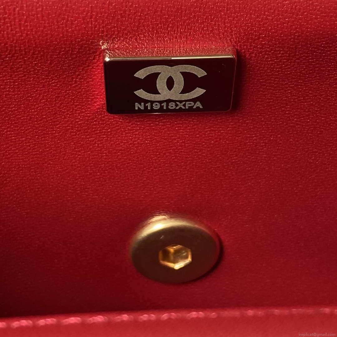Chanel AS3442 Mini Flap Bag Velvet Enamel & Gold-Tone Metal Wine Red