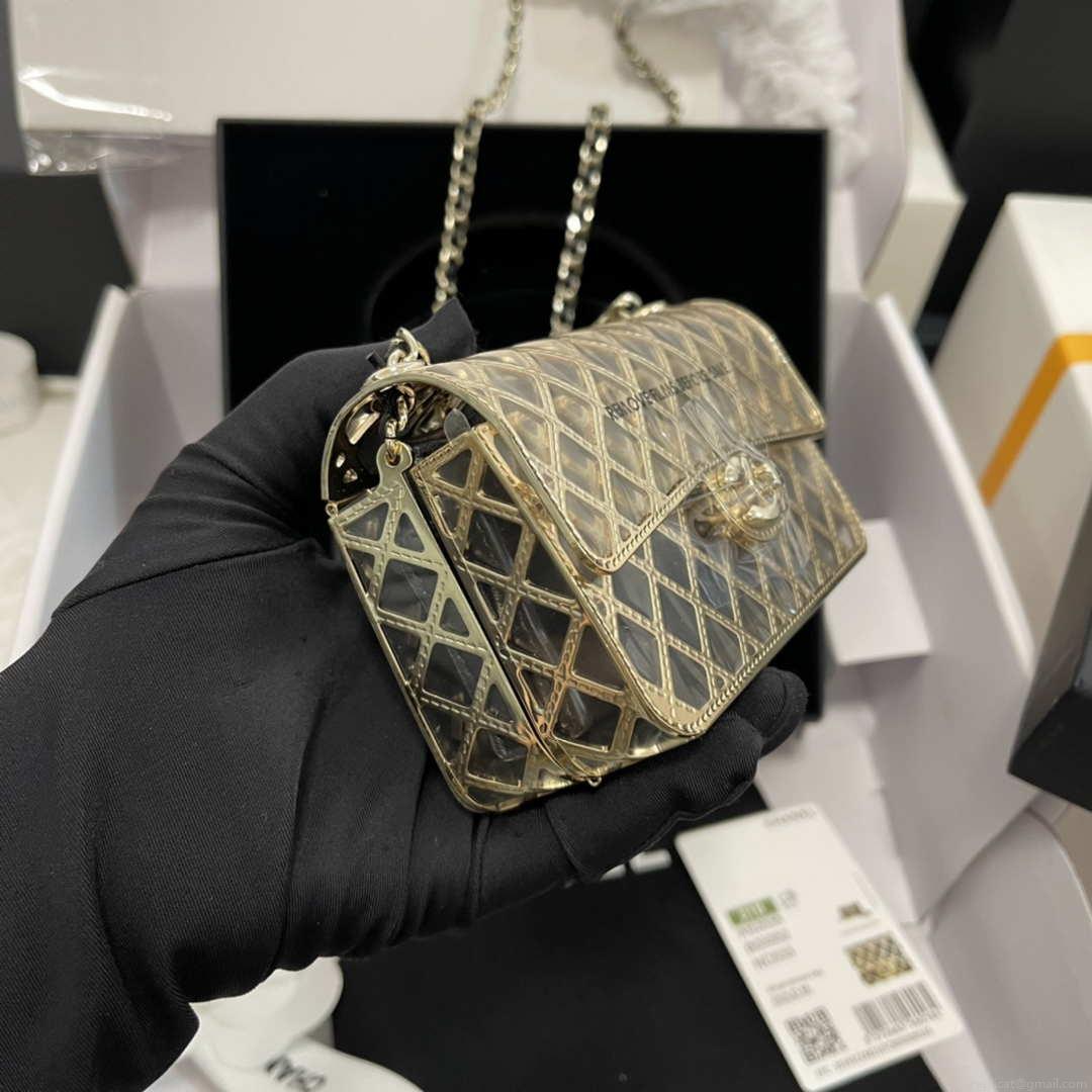 Chanel AS2535 Mini Evening Bag Gold-Tone Metal & Lambskin