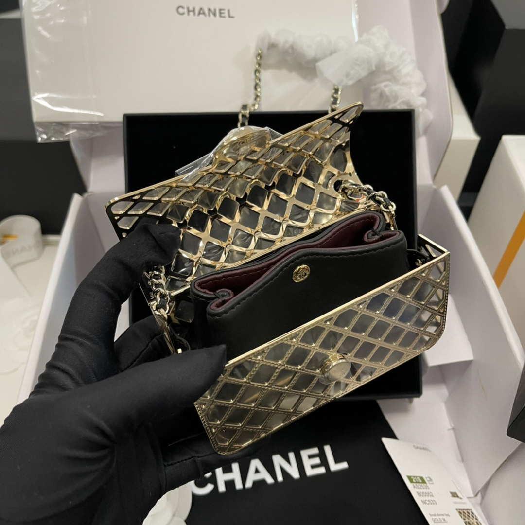 Chanel AS2535 Mini Evening Bag Gold-Tone Metal & Lambskin