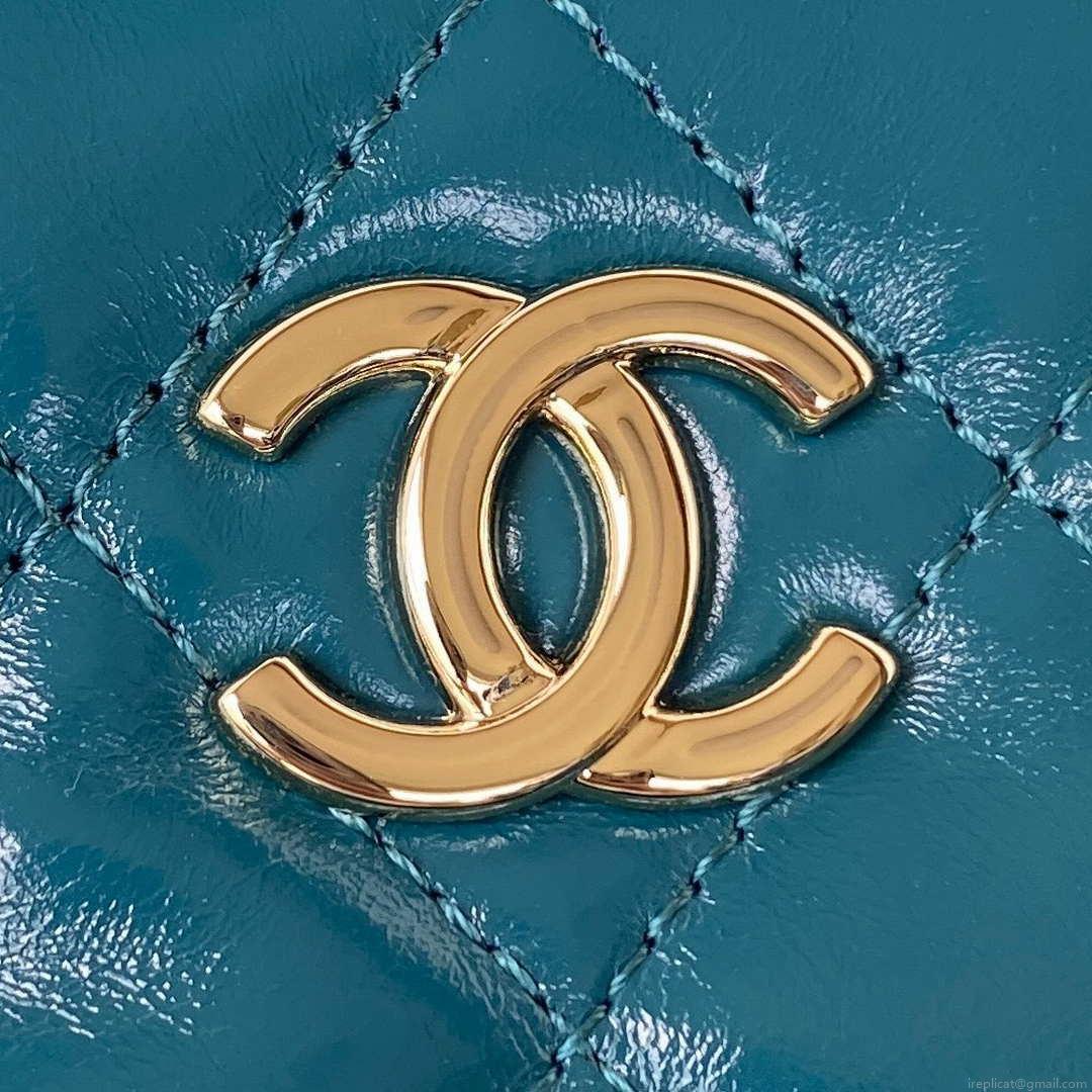 Chanel AS3332 Backpack Shiny Calfskin Bag Blue