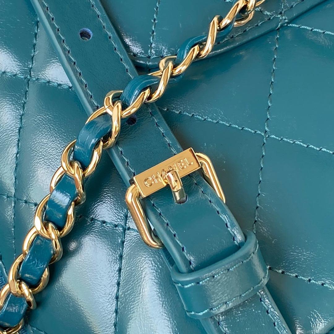 Chanel AS3332 Backpack Shiny Calfskin Bag Blue