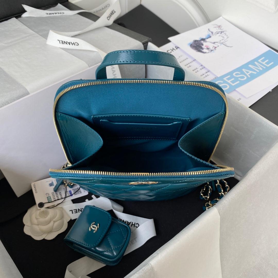 Chanel AS3332 Backpack Shiny Calfskin Bag Blue