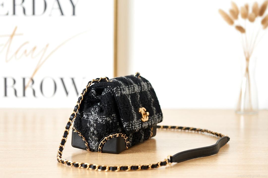 Chanel AS3572 Small Flap Bag Wool Tweed Black