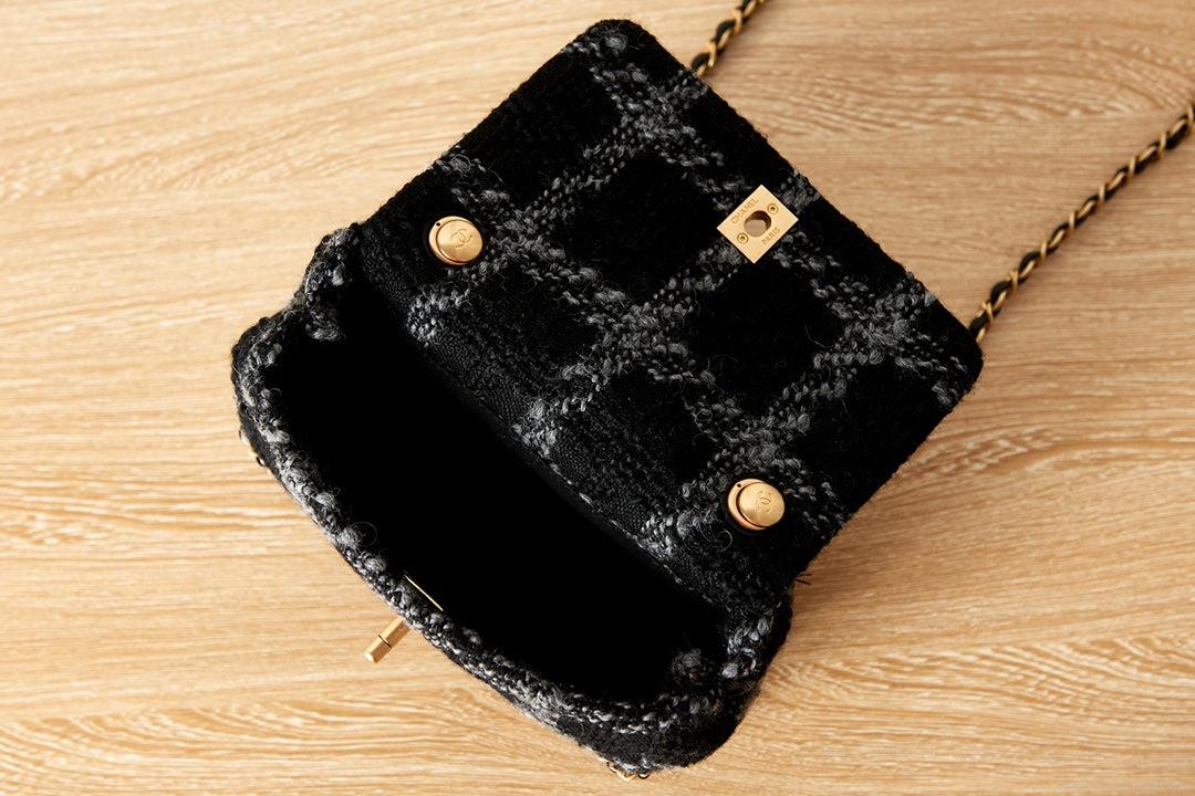 Chanel AS3572 Small Flap Bag Wool Tweed Black