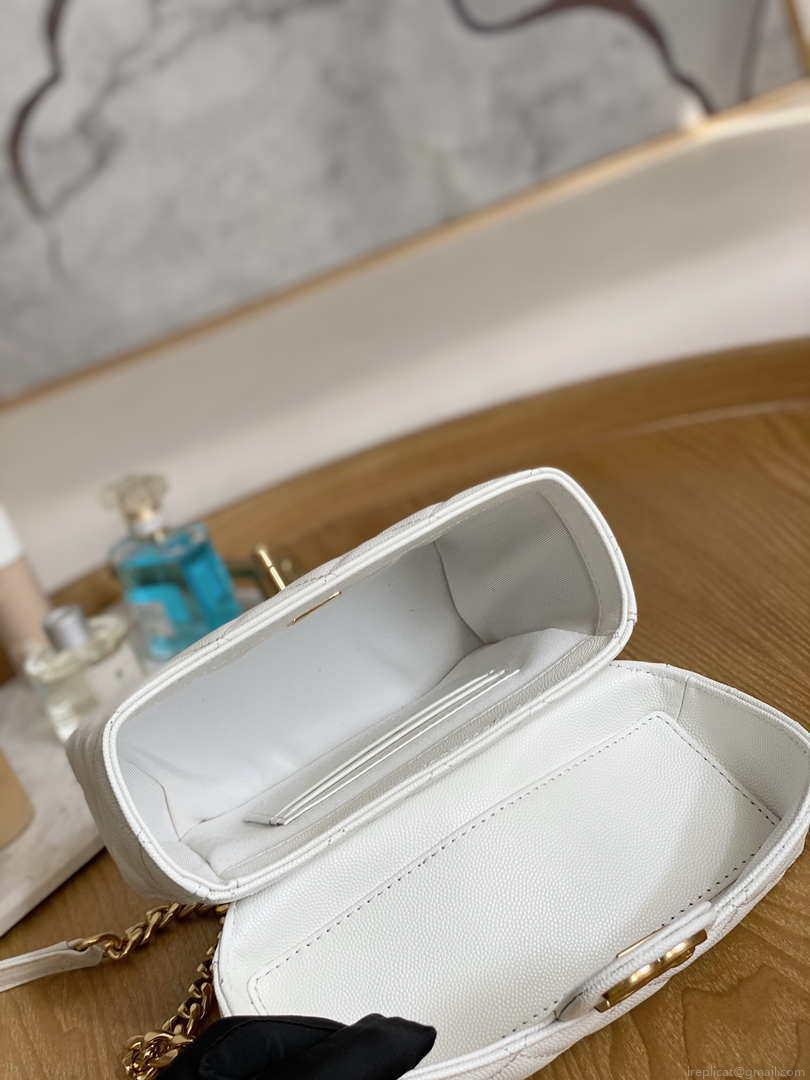 Chanel AS3729 Small Vanity Case Grained Calfskin & Gold-Tone Metal White