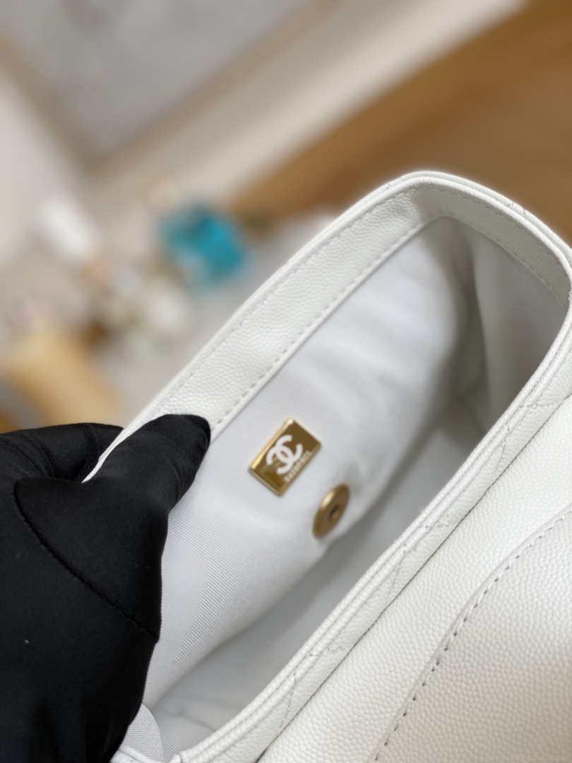 Chanel AS3729 Small Vanity Case Grained Calfskin & Gold-Tone Metal White