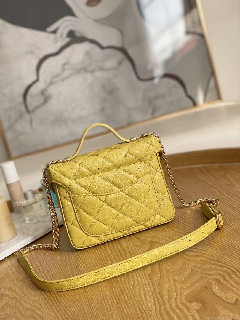 Chanel AS3729 Small Vanity Case Grained Calfskin & Gold-Tone Metal Yellow