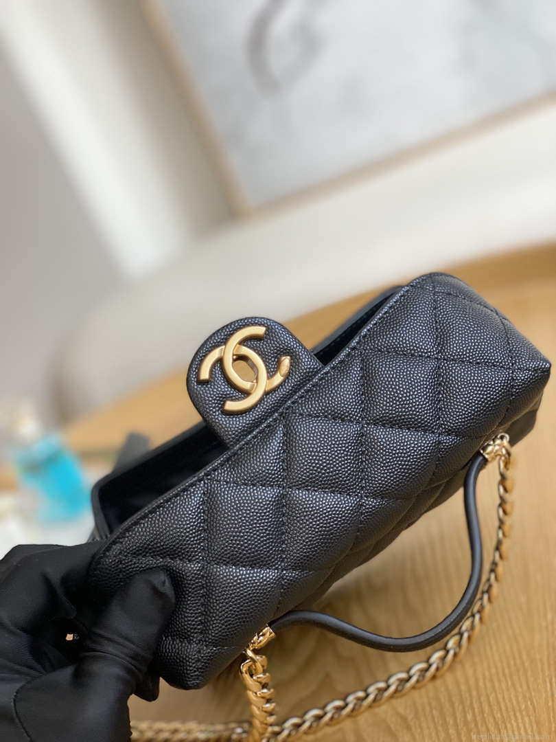 Chanel AS3729 Small Vanity Case Grained Calfskin & Gold-Tone Metal Black