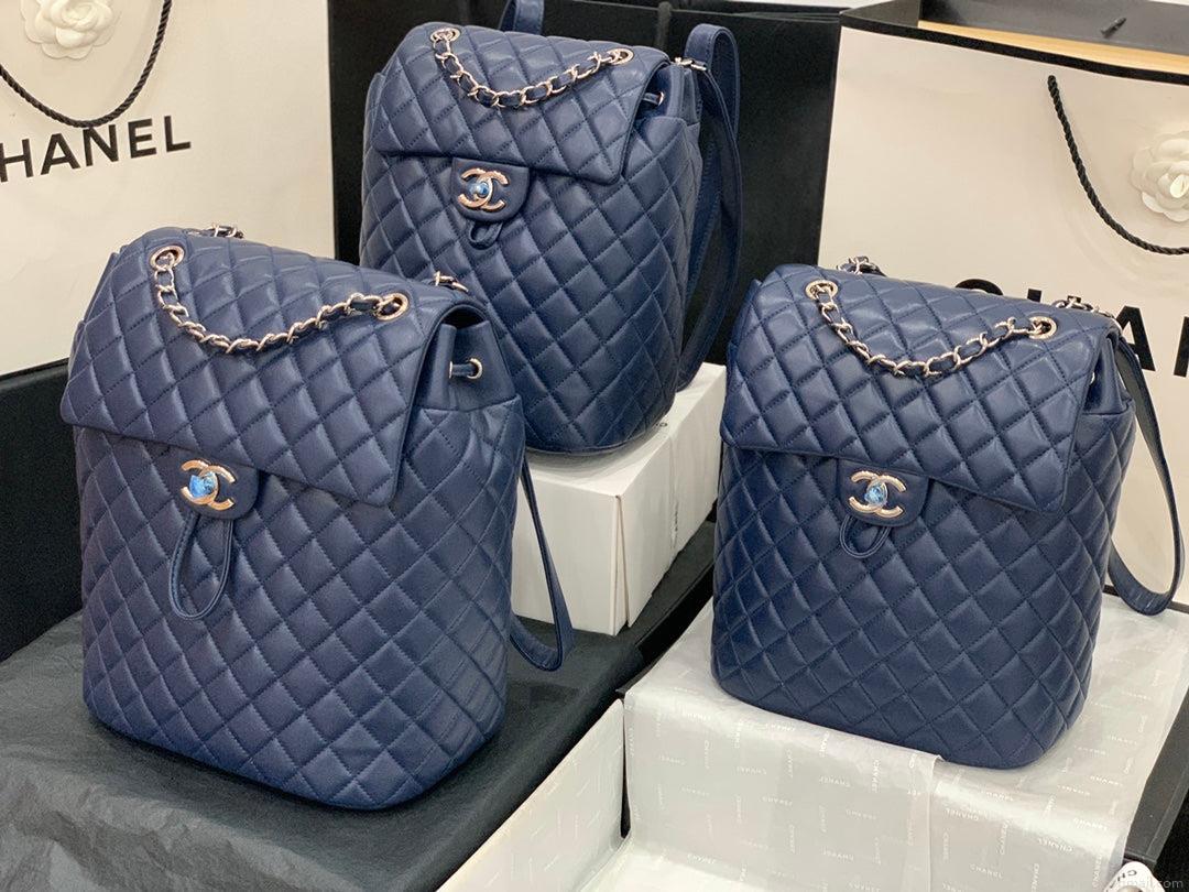 Chanel A91120 Backpack Vintage Lambskin Bag Navy Blue