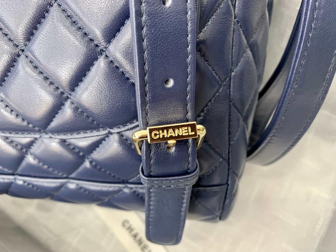 Chanel A91120 Backpack Vintage Lambskin Bag Navy Blue