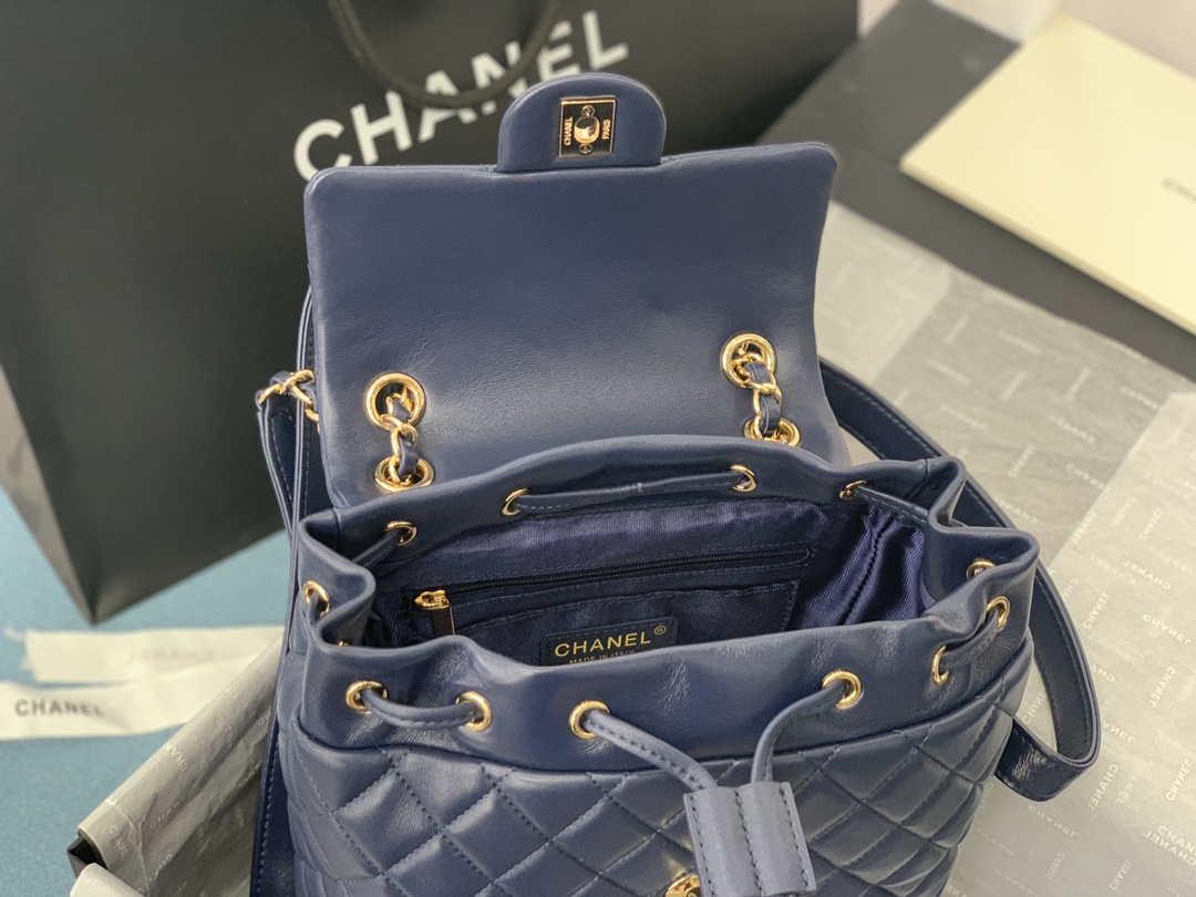 Chanel A91120 Backpack Vintage Lambskin Bag Navy Blue