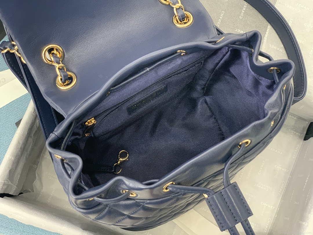 Chanel A91120 Backpack Vintage Lambskin Bag Navy Blue