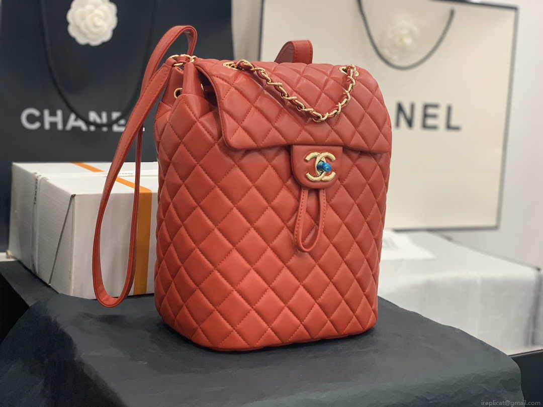 Chanel A91120 Backpack Vintage Lambskin Bag Red