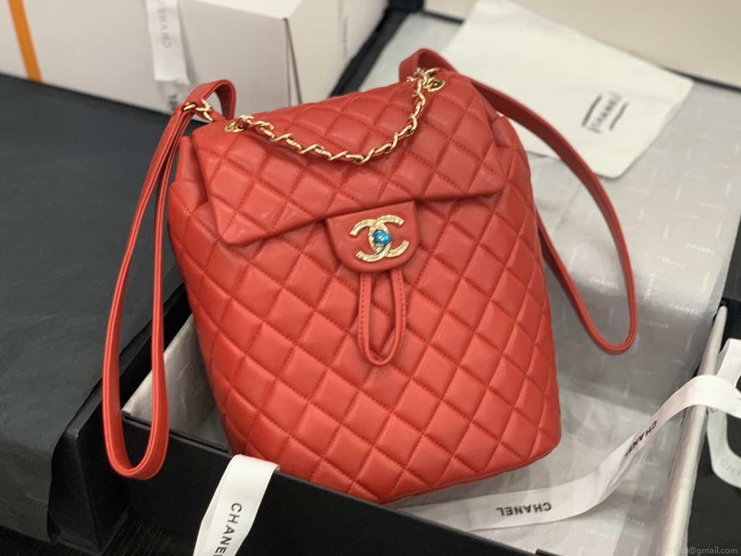 Chanel A91120 Backpack Vintage Lambskin Bag Red