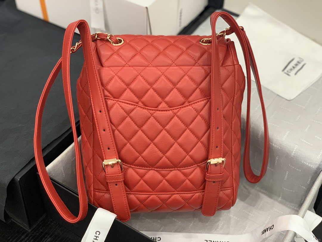 Chanel A91120 Backpack Vintage Lambskin Bag Red