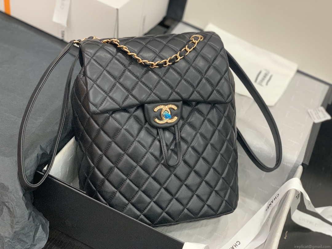 Chanel A91120 Backpack Vintage Lambskin Bag Black