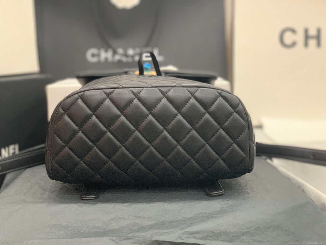 Chanel A91120 Backpack Vintage Lambskin Bag Black