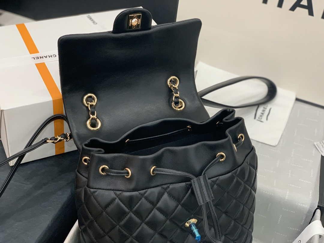 Chanel A91120 Backpack Vintage Lambskin Bag Black